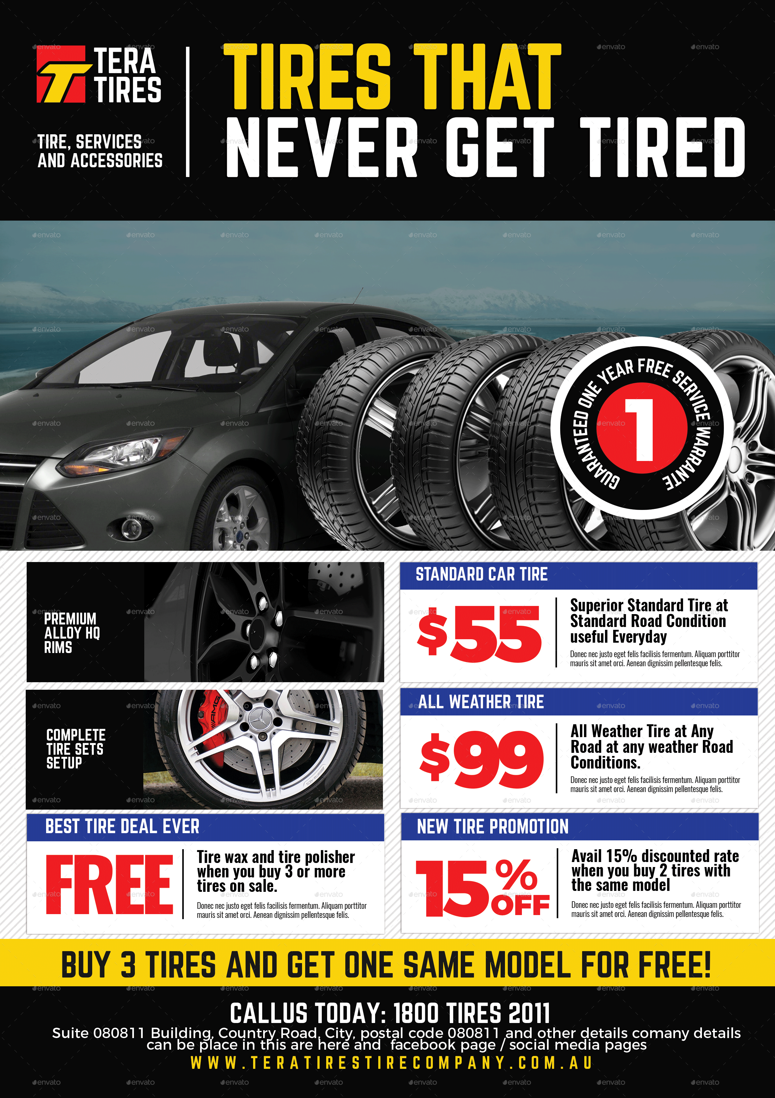 Tire Shop And Accessories Flyer Print Templates Graphicriver